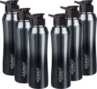 AQUENCH 1000 ml Steel Sipper(Pack of 6, Black, Grey)