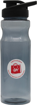 LAZYwindow Premium Transparent Black Shade Plastic Bottle For Gym,School With Flip Type Cap 1000 ml Sipper(Pack of 1, Black, Plastic)
