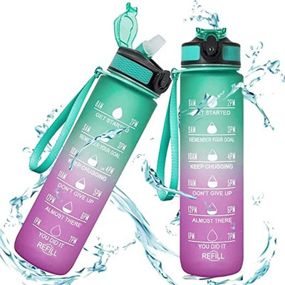 SmartBucket Unbreakable Water Bottle 1 L with Motivational Time Marker 1000 ml Bottle 1000 ml Bottle(Pack of 1, Multicolor, Tritan)