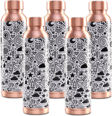KUBER INDUSTRIES 950 ml Copper Bottle(Pack of 5, Black, White)
