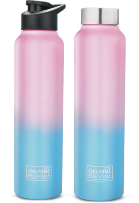 Classic Essentials 1000 ml Steel Sipper(Pack of 2, Pink)