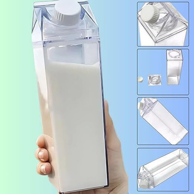 NAKSHT Transparent Square Portable Liquid Drink water Bottle 1000 ml Bottle(Pack of 1, White, Plastic)