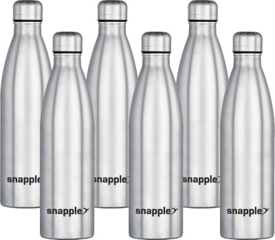 Snapple HYDRA Stainless Steel Single Wall Fridge/Gym/Home/Office Water Bottle 1000 ml Bottle(Pack of 6, Silver, Steel)