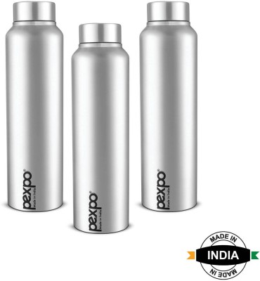 pexpo 1000 ml Fridge and Refrigerator Stainless Steel Water Bottle, Chromo 1000 ml Bottle(Pack of 3, Silver, Steel)