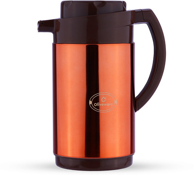 Oliveware Hazel Copper Flask Kettle | 1200 Ml | Functional Lid | Hassle Free Pouring 1200 ml Flask(Pack of 1, Copper, Steel)