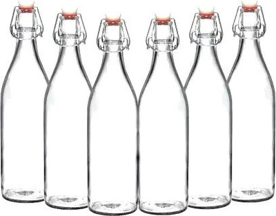 RK ONLINE SALES 1000 ml Glass Bottle(Pack of 6, White)