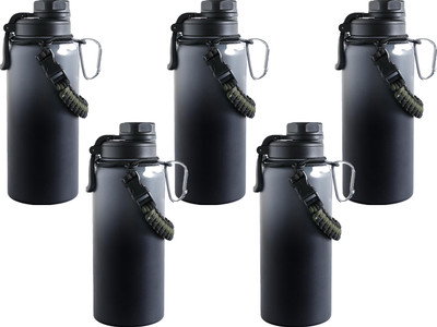KUBER INDUSTRIES 960 ml Steel Bottle(Pack of 5, Black, Grey)
