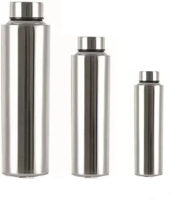 Dynore Stainless steel Fridge- Set of 3 500/750 and 1000 ml each 1000 ml Bottle(Pack of 3, Silver, Steel)