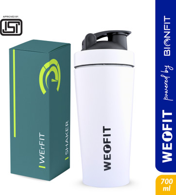 WErFIT 700 ml Steel Shaker(Pack of 1, White, Black)
