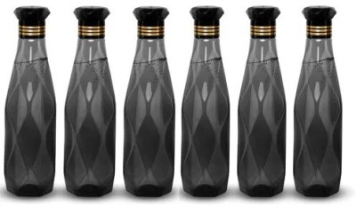 Shopbought Water Bottles For Fridge Home Office Gym School 1000 ml Bottle(Pack of 6 Black) 1000 ml Flask(Pack of 6, Black, PET)