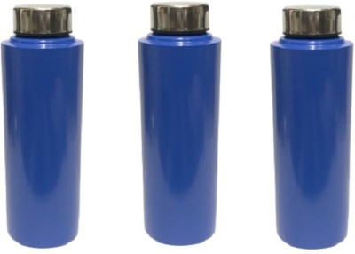 Dynore Stainless Steel Navy Blue Color 900 ml Fridge Water Bottle- Set of 3 900 ml Bottle(Pack of 3, Blue, Steel)