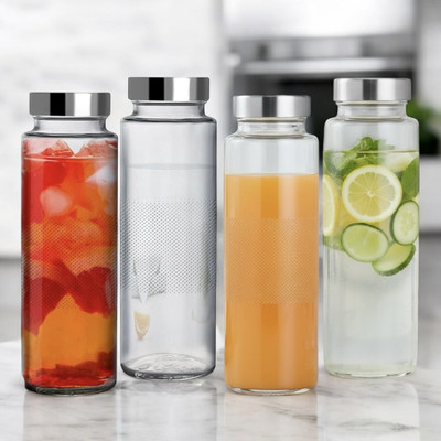 THE COZY STORE 500 ml Glass Bottle(Pack of 4, Clear)