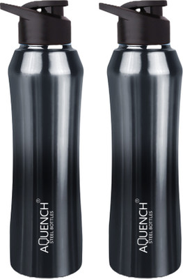 AQUENCH 1000 ml Steel Sipper(Pack of 2, Black, Grey)
