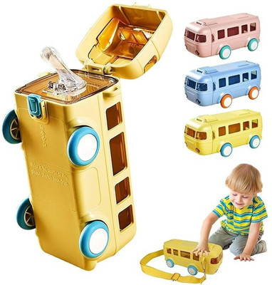 LeyLuko 500 ml Plastic Bottle With Drinking Glass(Pack of 1, Multicolor)