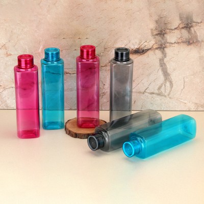 BELLERBIRD Premium Quality Unbreakable Latest Design Square Shape Water Bottle 1000 ml Bottle(Pack of 6, Black, Blue, Pink, Plastic)