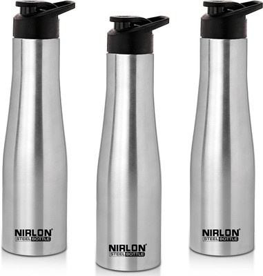 NIRLON Tall Bell Single Wall Stainless Steel Water Bottle 1000ml, SET OF 3 1000 ml Bottle(Pack of 3, Silver, Steel)