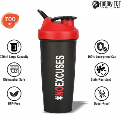 TimmyToT 700 ml Plastic Shaker(Pack of 1, Black)