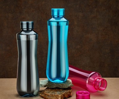 PRAMUKH PET Water Bottle in Multicolour pack of 3 1000 ml Bottle(Pack of 3, Pink, Blue, Black, Plastic, PET)