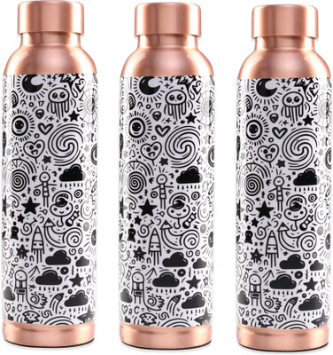 KUBER INDUSTRIES 950 ml Copper Bottle(Pack of 3, Black, White)