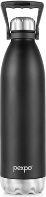 pexpo Echo 2000, Hot and Cold thermosteel Water Bottle With Carry Handle 2000 ml Flask(Pack of 1, Black, Steel)