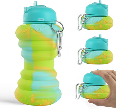 HOMESTIC by Kuber Industries 600 ml Silicone Bottle(Pack of 4, Green)