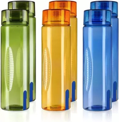 PRAGATI SALES Vibe Premium Plastic PET Fridge Water Bottle Set ( Set Of 6 - Multicolor ) 1000 ml Bottle(Pack of 6, Multicolor, PET)