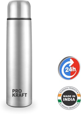 Pro Kraft Frost Thermosteel Vacuum Insulated Bottle with Zipper Bag 1000 ml Flask(Pack of 1, Silver, Steel)