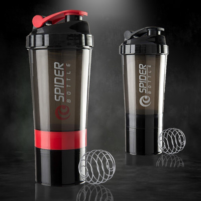 TRUE INDIAN 500 ml Plastic Shaker(Pack of 2, Red, Black)