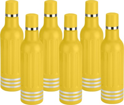 Flipkart SmartBuy Set of 6 Premium Quality Fridge Water Bottle With Plastic Cap 1000 ml Bottle(Pack of 6, Yellow, PET)