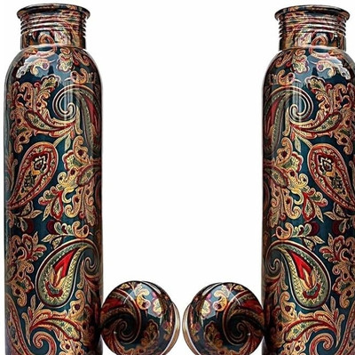 GOLDEN VALLEY 1000 ml Copper Bottle(Pack of 2, Multicolor)