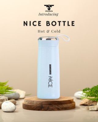 Fitzavia 400 ml Glass, Silicone Bottle(Pack of 1, Blue)