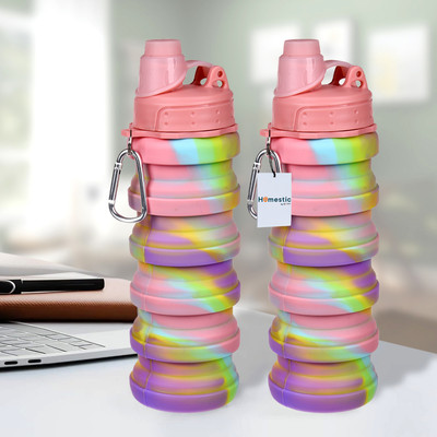 HOMESTIC by Kuber Industries 500 ml Silicone Bottle(Pack of 2, Pink)