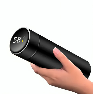 CROFIT Hot and Cold Smart LED Display Temperature Bottle 500 ml Flask(Pack of 1, Black, Steel)