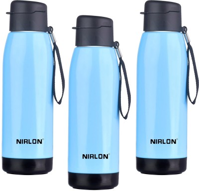 NIRLON ELECTRO PU Insulated Stainless Steel Inner Side Set Of 3 750 ml Bottle(Pack of 3, Blue, Steel)