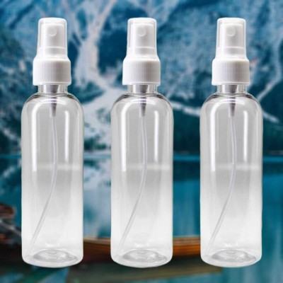 nsb herbals Transparent Empty Refillable Reusable FineMist SprayBottle with DustCap 040 100 ml Spray Bottle(Pack of 3, Clear, White, Glass)