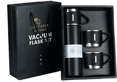 Vtrack Stainless Steel Vacuum Flask with 3 set of Steel Cup Combo 500 ml Flask(Pack of 1, Multicolor, Steel)