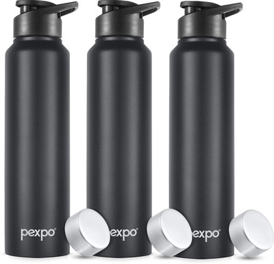 pexpo 950 ml Steel Bottle(Pack of 3, Black)
