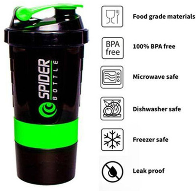 HouseOfCommon 500 ml Plastic Shaker(Pack of 1, Green)
