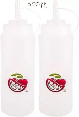 FuerDanni Amazing Souce Bottle For Tomatos Ketchup Red Chillie Souce ETC. Pack Of 2 500 ml Bottle(Pack of 2, White, Plastic)