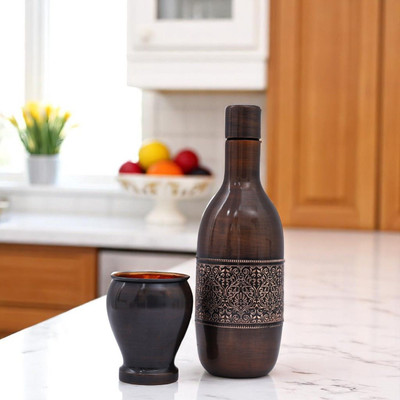 Natriel 1000 ml Copper Bottle(Pack of 1, Brown)
