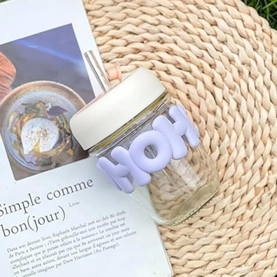 Adhunyk 350 ml Glass Sipper(Pack of 1, Multicolor)