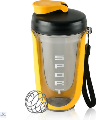 Heart Home 450 ml Plastic Shaker(Pack of 1, Black, Yellow)