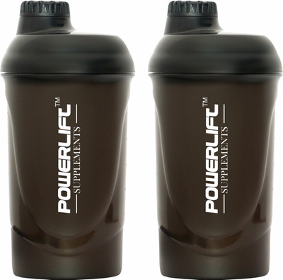POWERLIFT 600 ml PET Shaker(Pack of 2, Black)