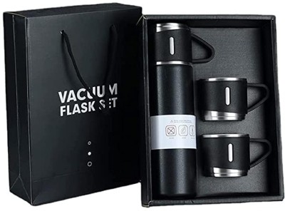 SINGHALTRADE Vacuum Flask 500ML Stainless Steel, Water Bottle, Coffee Tumbler, Tea Mug Set 500 ml Flask(Pack of 3, Black, Steel)