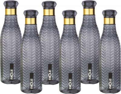 FABLE Set of 6 Fridge Water Bottle Sports Bottle For College Home Office Gym 1000 ml Bottle(Pack of 6, Grey, Plastic)