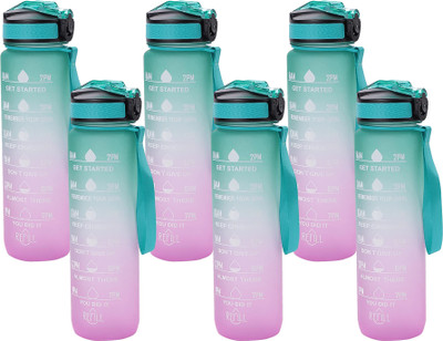 KUBER INDUSTRIES 1000 ml Plastic Bottle(Pack of 6, Green)