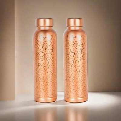 Kings Handcrafted 1000 ml Bottle(Pack of 2, Copper, Copper)