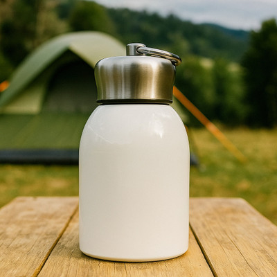 IKI Homes 300 ml Steel Flask(Pack of 1, Silver, White)