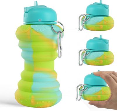 Heart Home 600 ml Silicone Bottle(Pack of 4, Green)