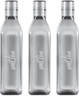MILTON Prve Pet Water bottle, Set of 3, 1 Litre Each, Grey | BPA Free | Leak Proof 1000 ml Bottle(Pack of 3, Grey, Plastic)